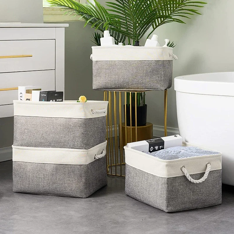 Kids Toys Clearance - Panier de rangement pliable en lin,